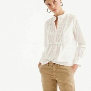 J. Crew Women’s Popover Shirt Lace Bib Style White Size 10